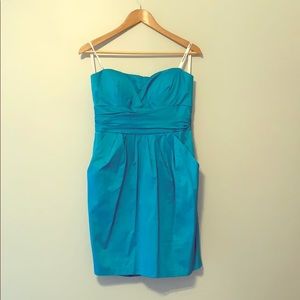 Strapless teal dress